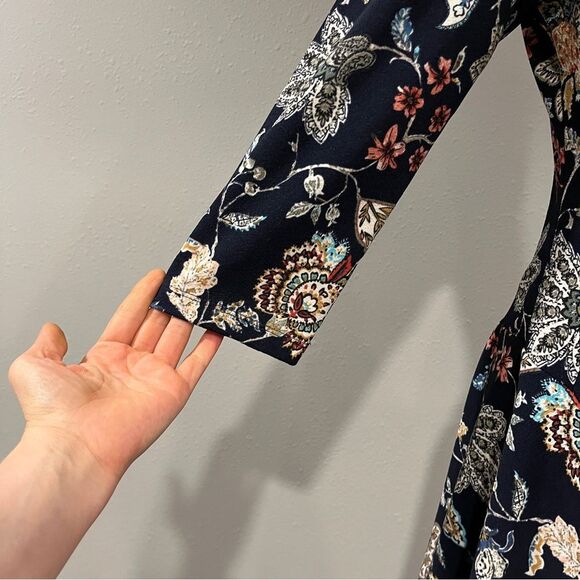 Rabbit Rabbit Rabbit paisley Floral print long sleeve Navy mini stretchy Dress - Picture 3 of 13